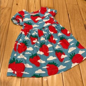 Mini Boden Blue and Red Strawberry Print Dress - Size 5/6